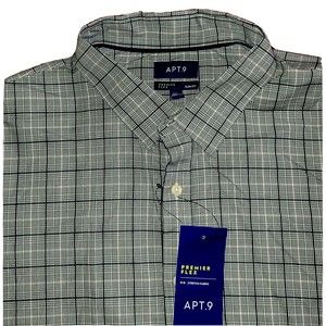 NEW Apt. 9 Premier Flex Men's XXL Shirt Plaid Long Sleeve Glacier Blue Button Up